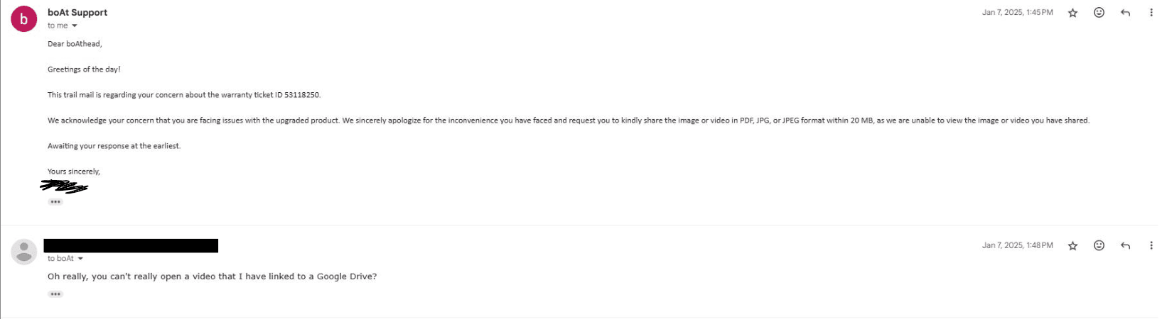 Second email sent on January 7, 2025