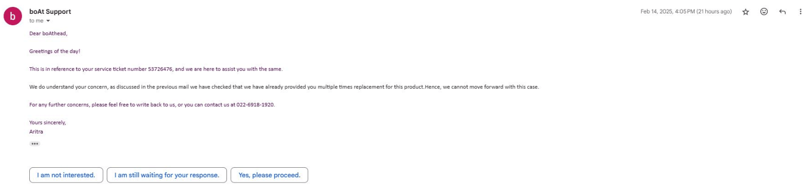 Fifth email sent on February 13, 2025